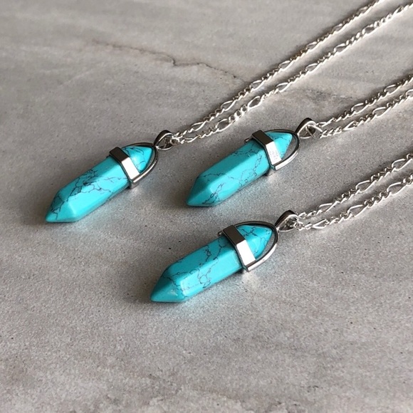 Blue Howlite Turquoise Silver Necklace - Picture 5 of 5